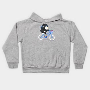 Penguin on a bike Kids Hoodie